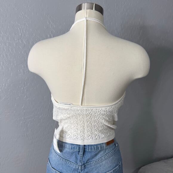 Abercrombie and Fitch Crochet-Style Open Back Tank, Cream, Small - Picture 3 of 5